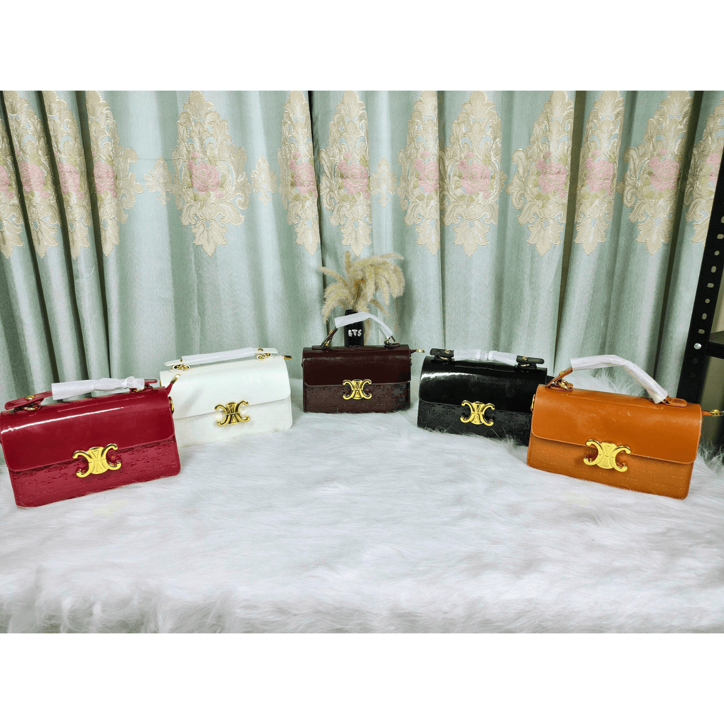 Elegant Top Handle Flap Handbag with Gold Lock Detail