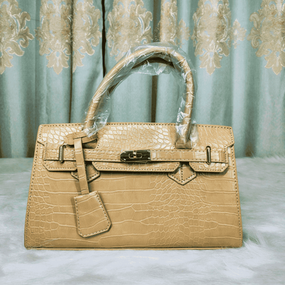 Elegant Croc Texture Top Handle Handbag