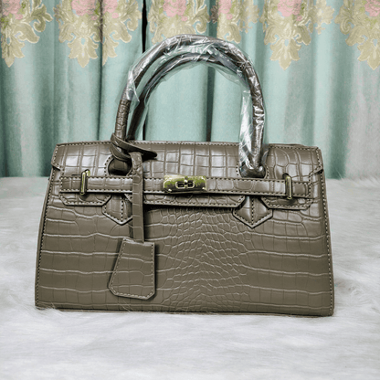 Elegant Croc Texture Top Handle Handbag
