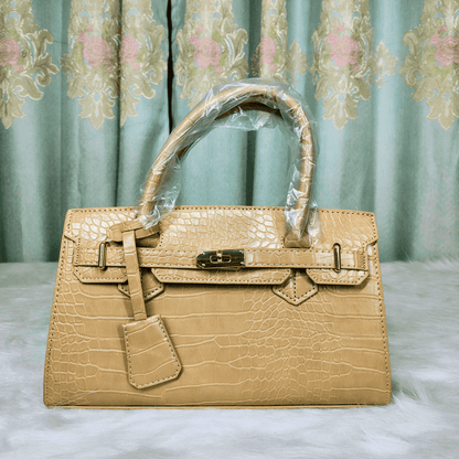 Elegant Croc Texture Top Handle Handbag