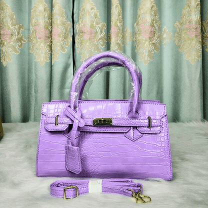 Elegant Croc Texture Top Handle Handbag