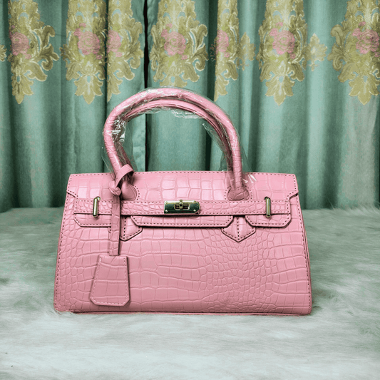 Elegant Croc Texture Top Handle Handbag