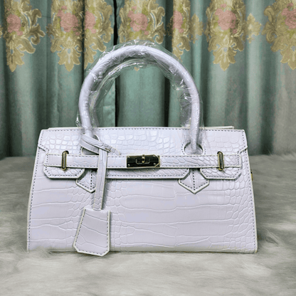 Elegant Croc Texture Top Handle Handbag