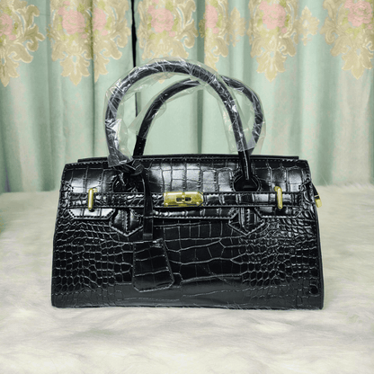 Elegant Croc Texture Top Handle Handbag