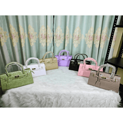 Elegant Croc Texture Top Handle Handbag